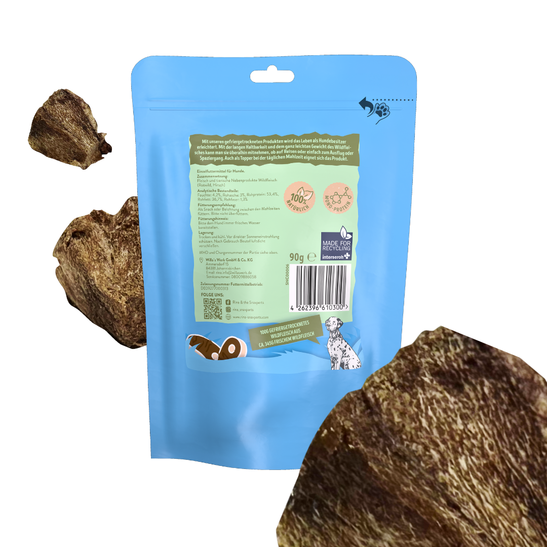 RiNa’s 100% Wild Meat – Freeze-Dried Dog Snack 90g