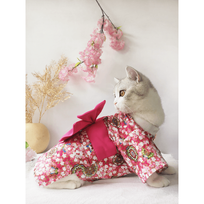 Cherry Blossom Pet Kimono – Elegant Dog & Cat Couture Outfit