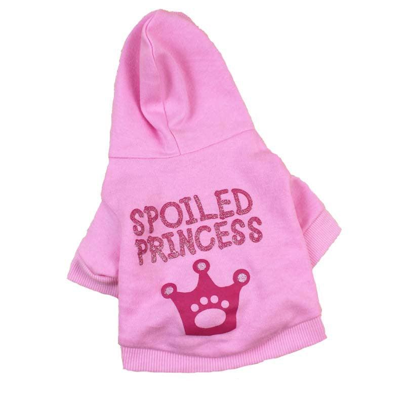 Pink “Spoiled Princess” Hoodie for Small Dogs & Cats – Cute Soft Pet Sweatshirt