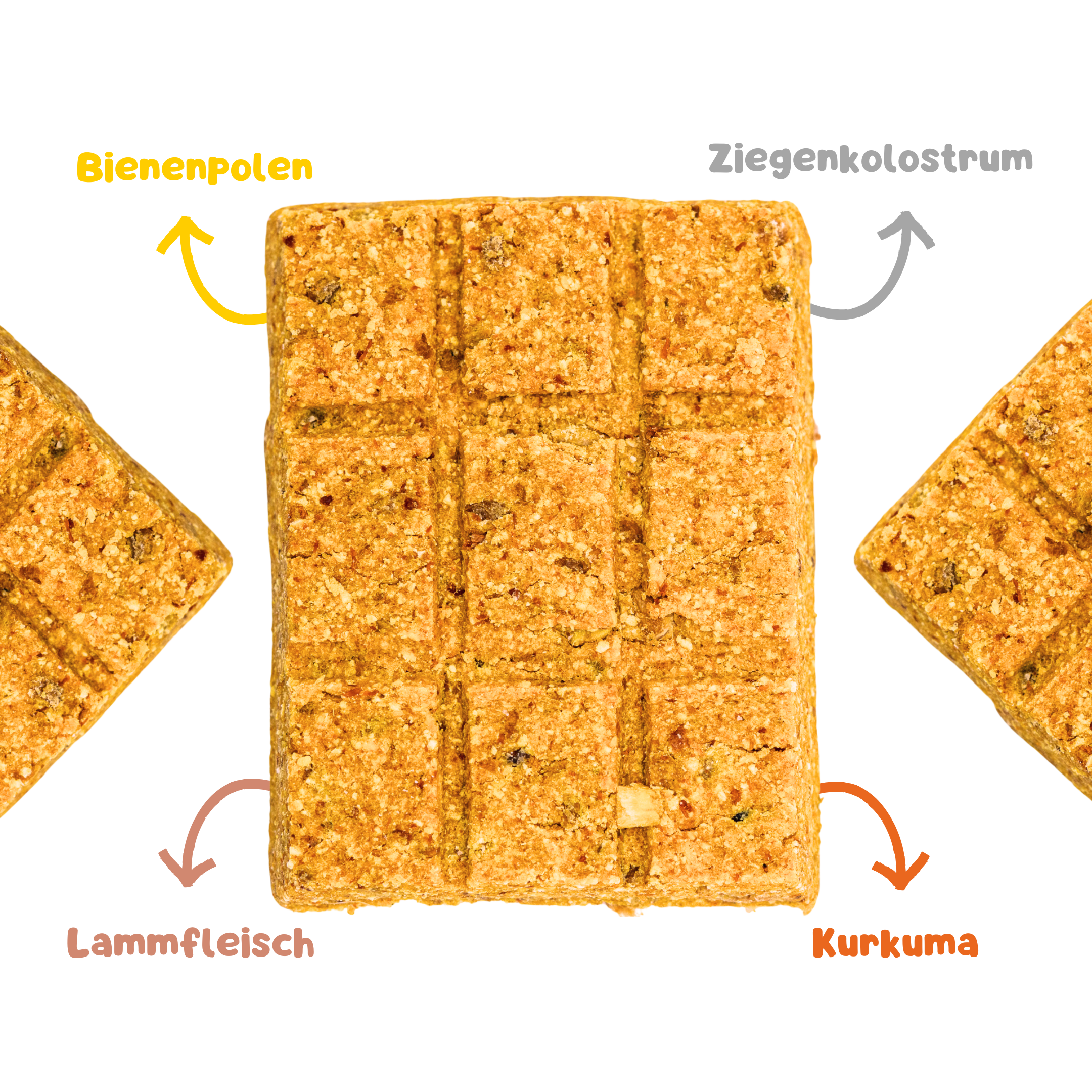 RiNa's BEE BOOSTER - Funktionale Hunde-Leckerli mit Lammfleisch, Bienenpollen, Ziegenkolostrum & Kurkuma - Für Immunität und Allergie - 10er-Riegelbox 300g