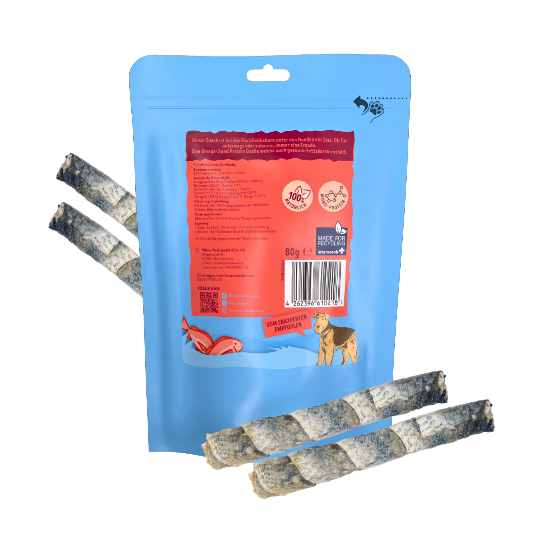 RiNa’s Cod & Salmon Snack – Natural Fish Treats for Dogs (80g Stick)
