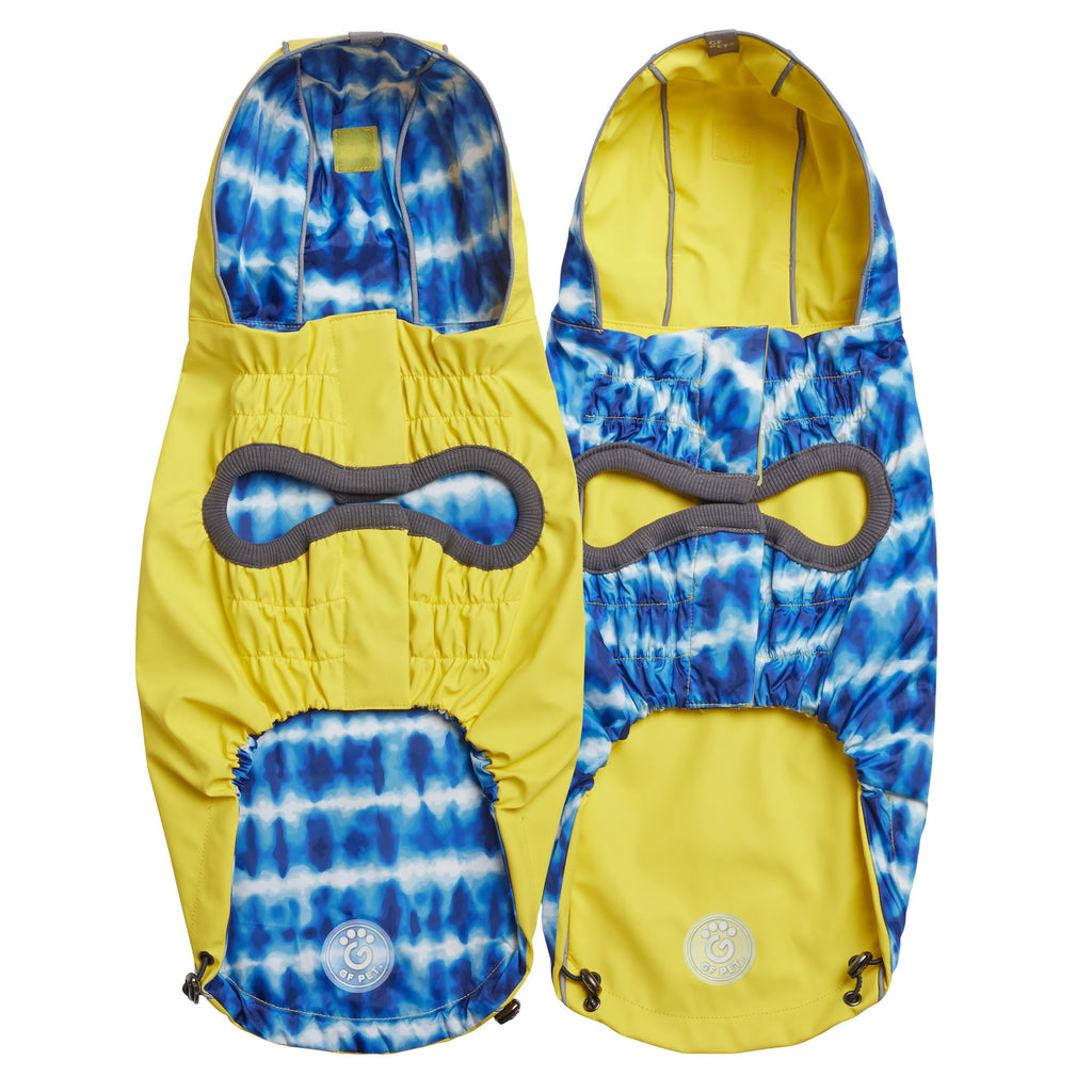 Reversible Elasto-Fit Waterproof Dog Raincoat – Yellow/Blue | 2-in-1 Jacket