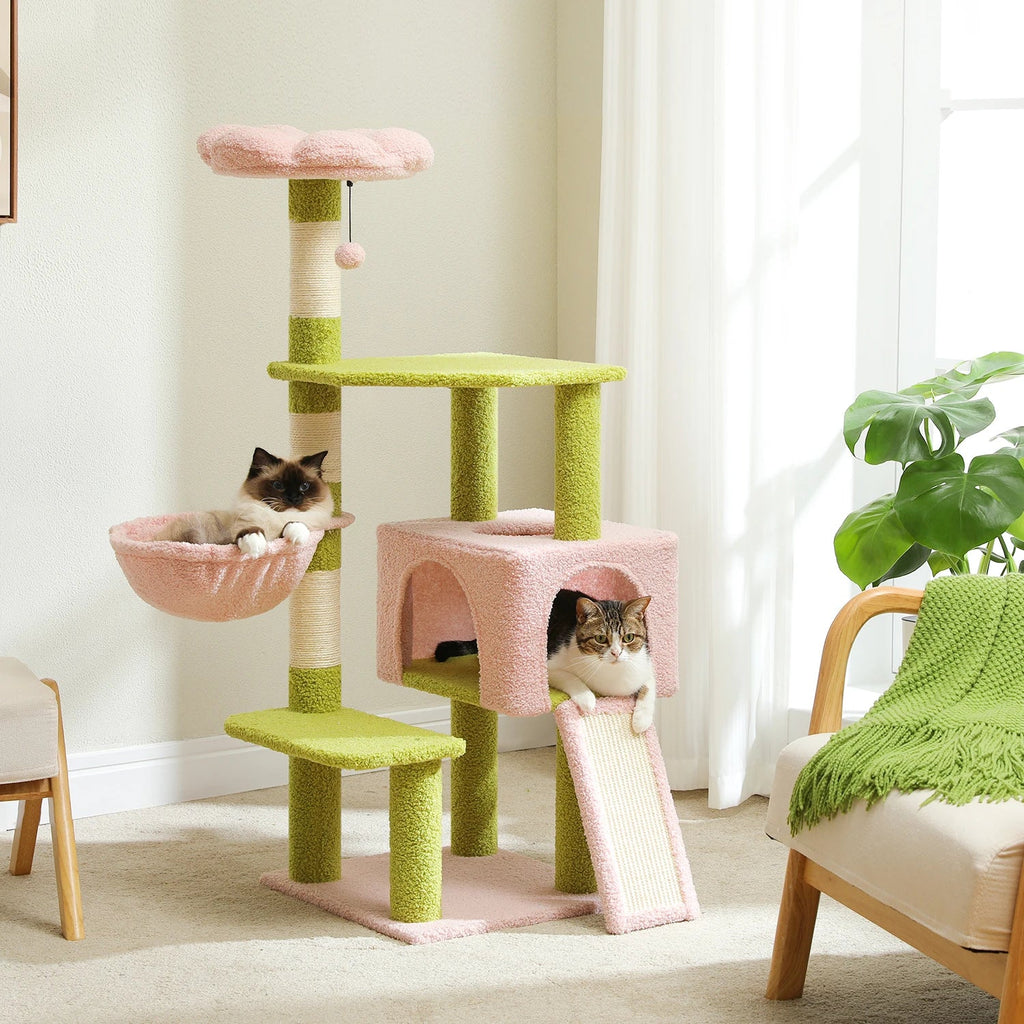 Flower Cat Tree Tower – Multi-Level Scratching Condo for Indoor Cats