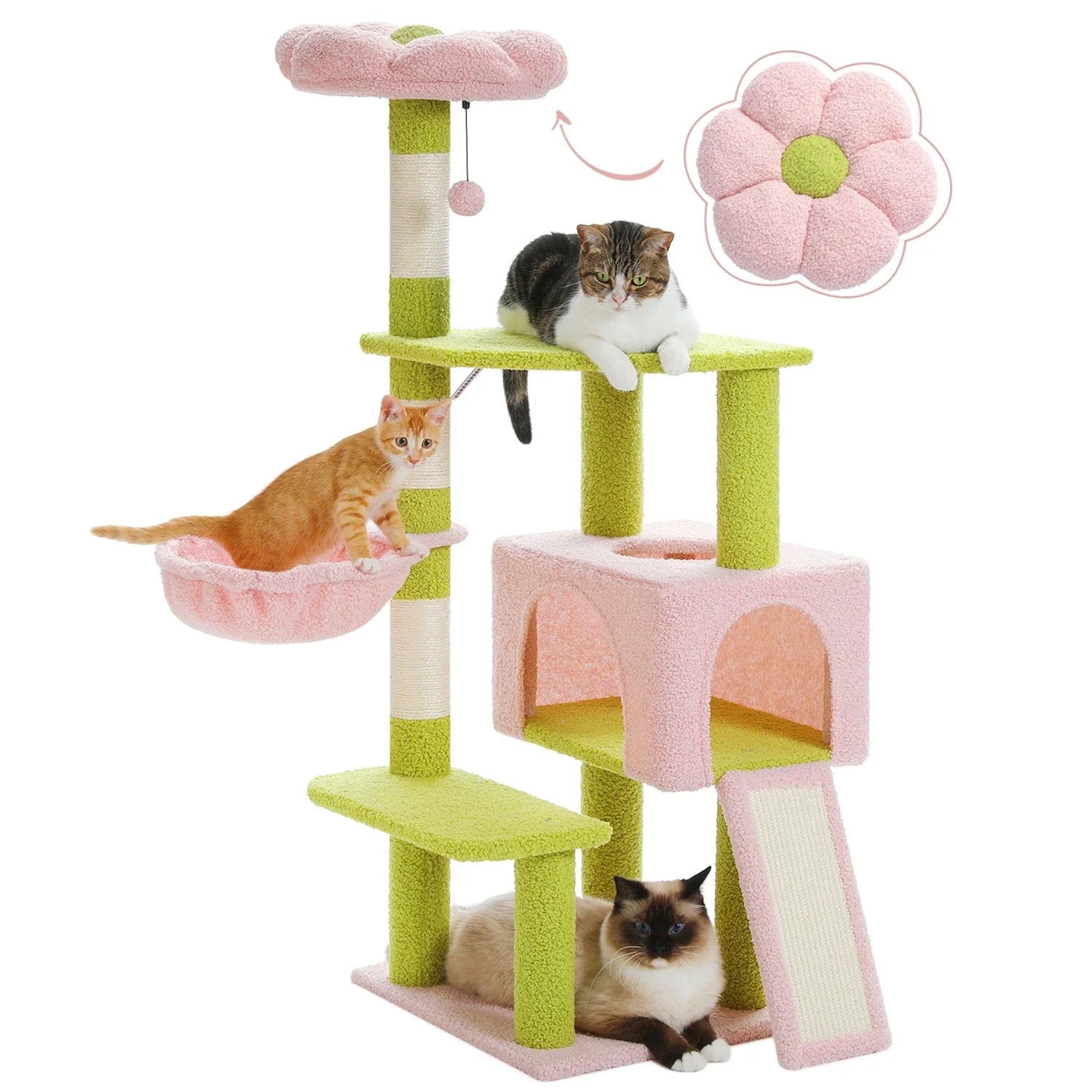 Flower Cat Tree Tower – Multi-Level Scratching Condo for Indoor Cats