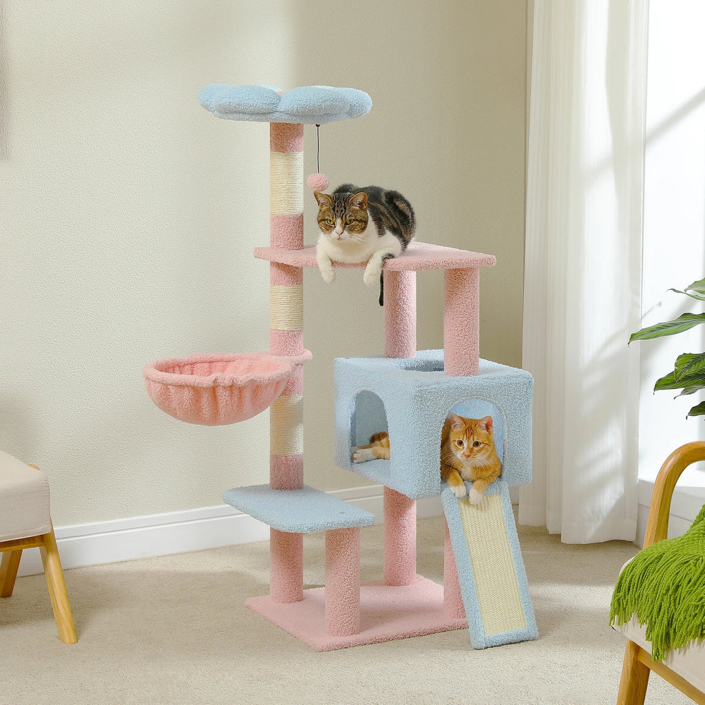 Flower Cat Tree Tower – Multi-Level Scratching Condo for Indoor Cats