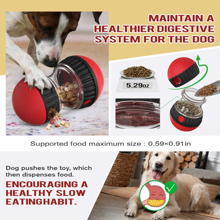 NNEDSZ Red Interactive Dog Slow Feeder Toy - Food Dispenser Ball for Healthy Digestion