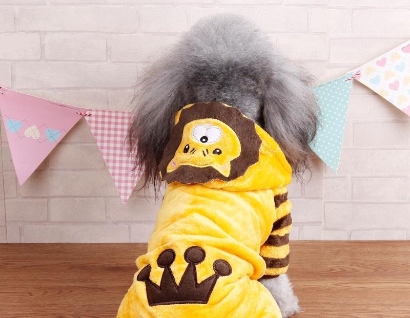 Cozy Coral Fleece Dog Costume – Autumn & Winter Cartoon Pet Outfit