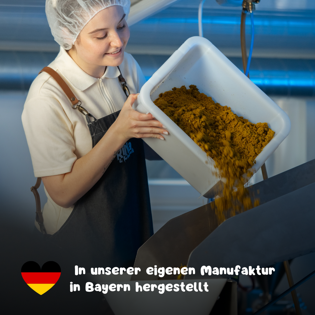 RiNa's BEE BOOSTER - Funktionale Hunde-Leckerli mit Lammfleisch, Bienenpollen, Ziegenkolostrum & Kurkuma - Für Immunität und Allergie - 10er-Riegelbox 300g